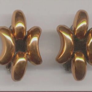 RENOIR VTG  Modernist Copper Clip Earrings